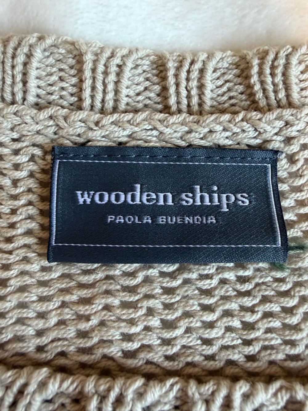 Wooden Ships Beige Crewneck Sweater with Multicolor TEQUILA Lettering - Picture 3 of 4